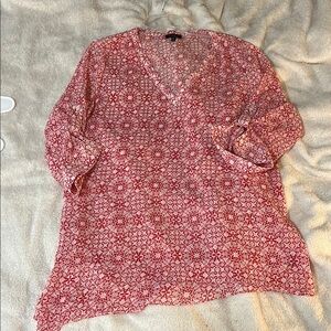 The Limited Red Asymmetrical 3/4 Sleeve Blouse